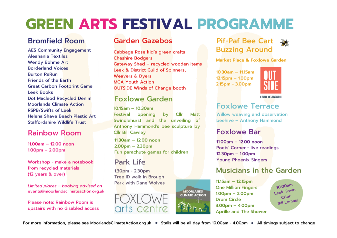 HuG Green Arts Festival programme with grant wording